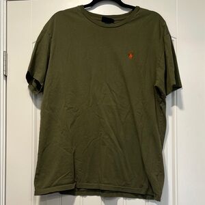 Polo by Ralph Lauren Olive Green Crewneck T-Shirt with Orange Logo